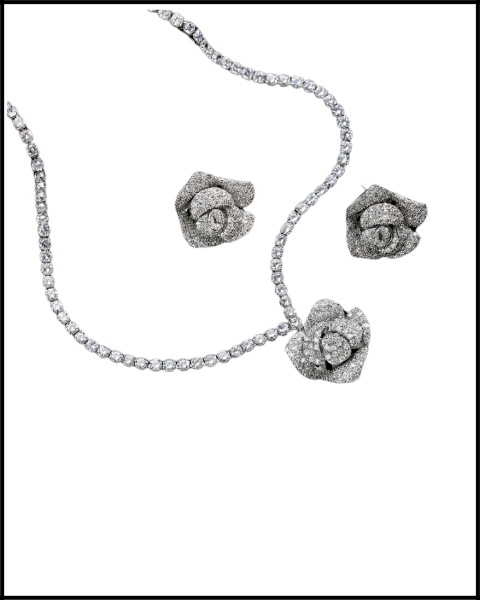 Square Flower Necklace Set