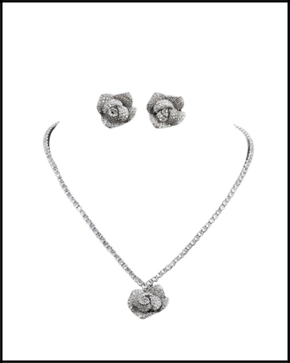 Square Flower Necklace Set